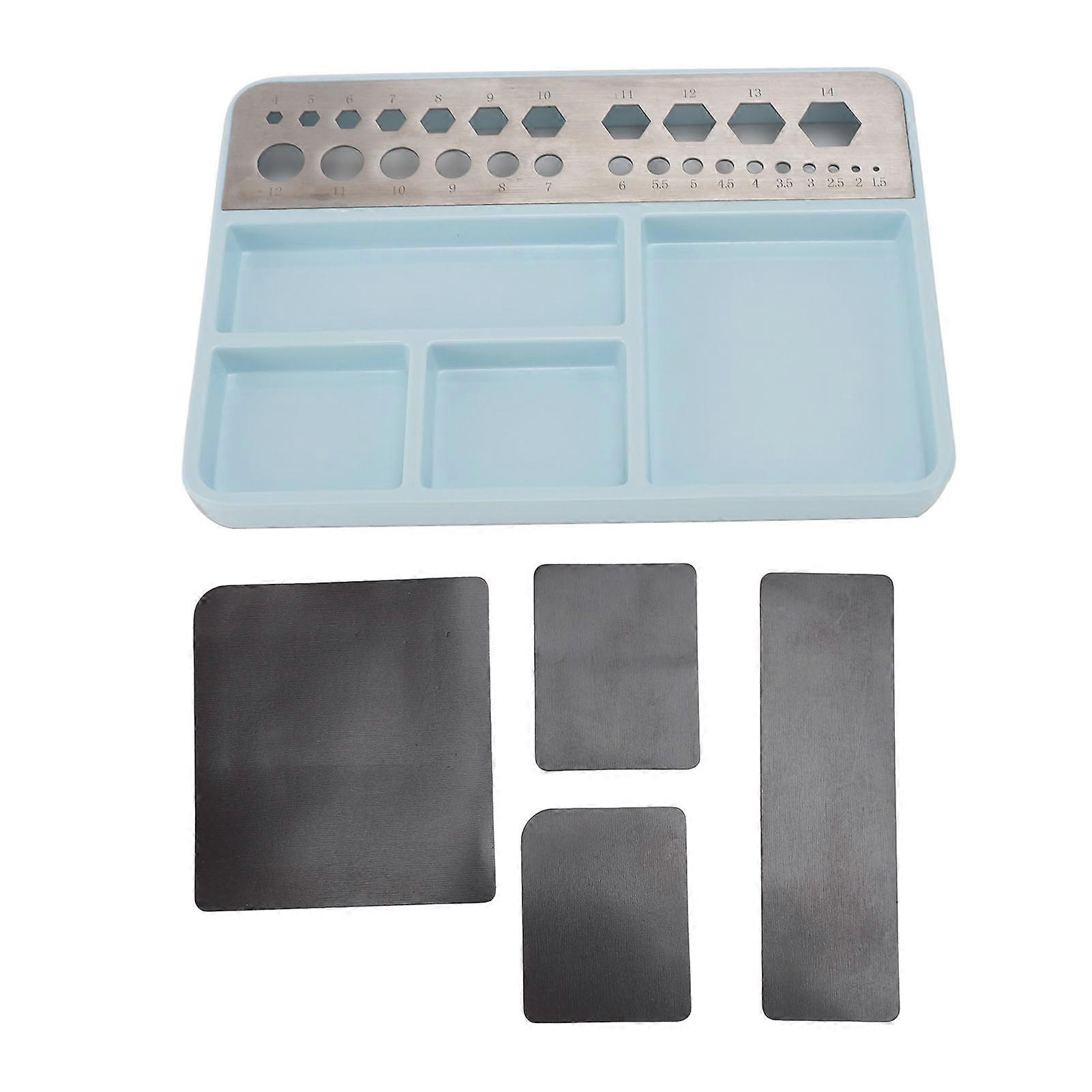 Light Blue Magnetic RC Screw Tray: Portable Tool Tray for Efficient Model Repair & Organization