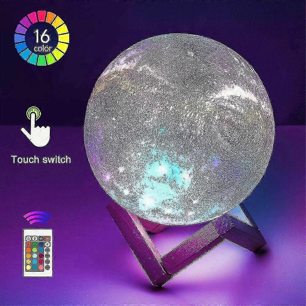 3d Moon Star Galaxy Lamp Usb Charging Led Night Light Touch 16 Colours Remote Control