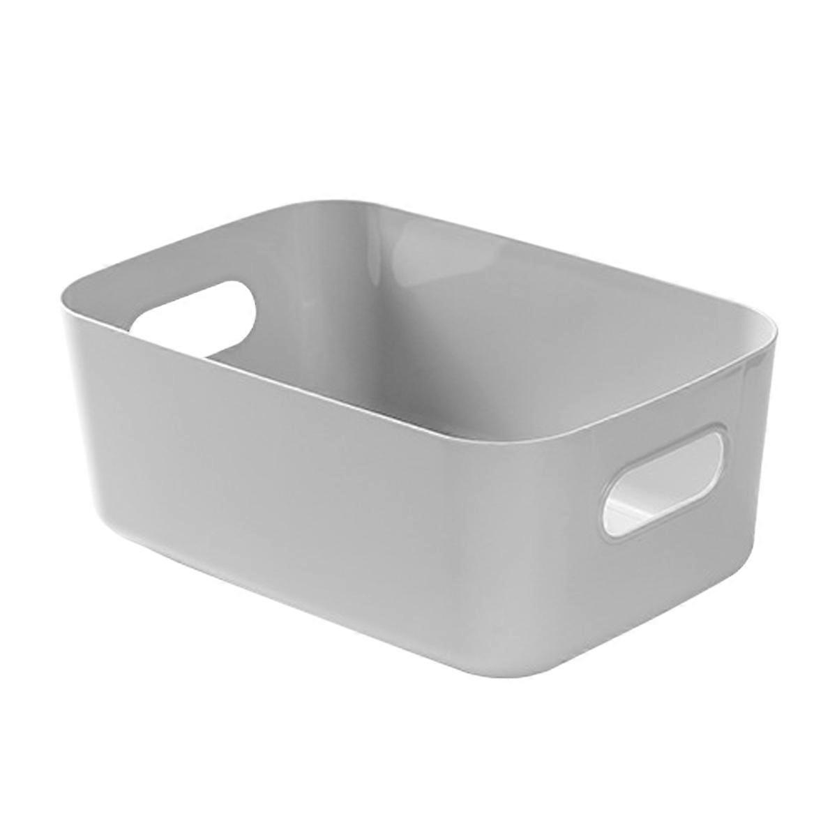 Desktop Storage Basket PP Cosmetic Storages Box Desktops Sundries Organizer with Handle for Household,Gray