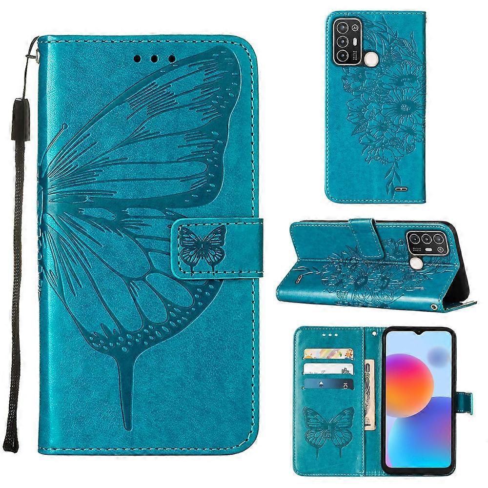 Voor ZTE Blade A52 Butterfly Flip lederen telefoonhoesje met reliëf