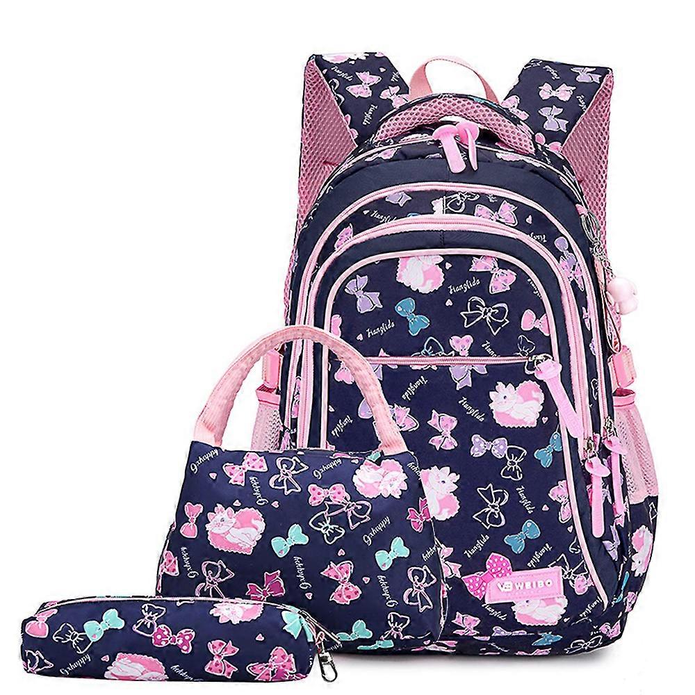 Three-piece primary and secondary school backpack - dark blue
