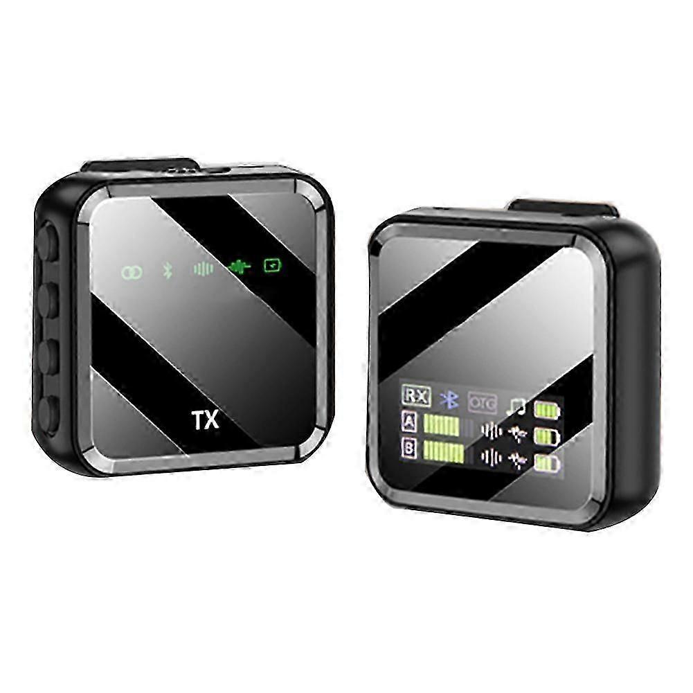 Trådlös Lavalier Mikrofon Bärbar Anti-Interferens Brusreducering Inspelning Digital Display Str