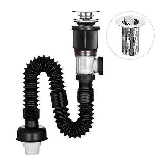 Yousheng Bathroom Sink Drain Kit with Flexible Expandable P-Trap Leak-Proof Odor Prevention Easy Installation Flexible Sink Drain Pipe Set