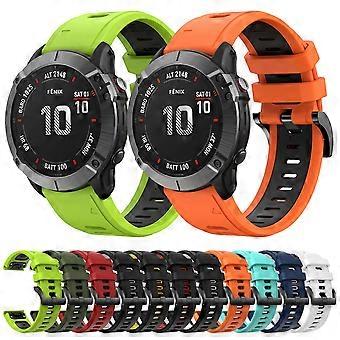 For Garmin Fenix 6X Pro 26mm Two-Color Sports Silicone Watch Band