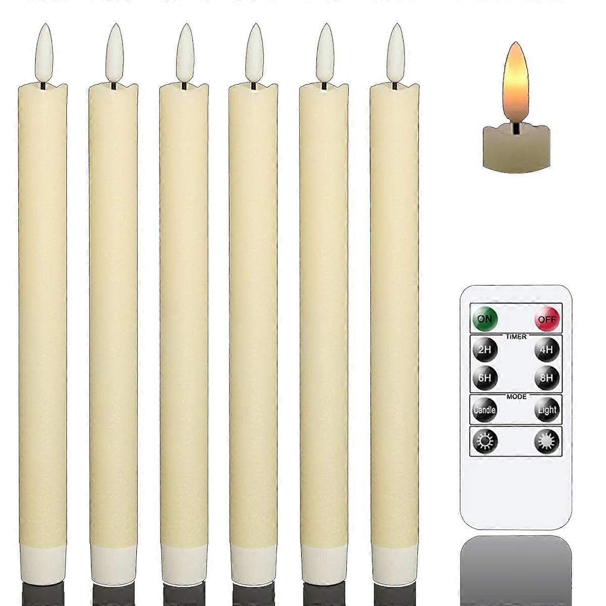 LED stick candles with remote control, battery operated, warmer, 6 pieces