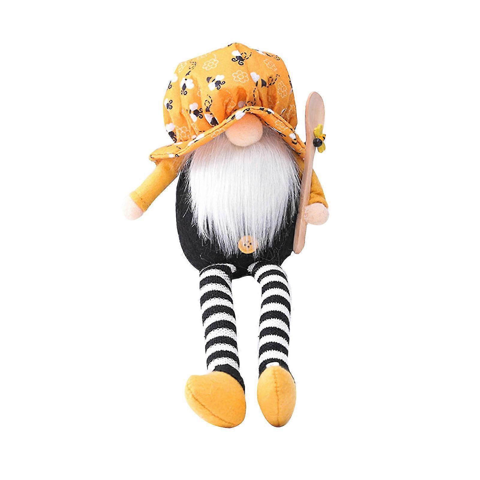 World Bee Day Gnome Plush Toy with Bee Patterns Long Leg Dwarf Doll Bee Festival Themed Cartoon Stuffed Ornament