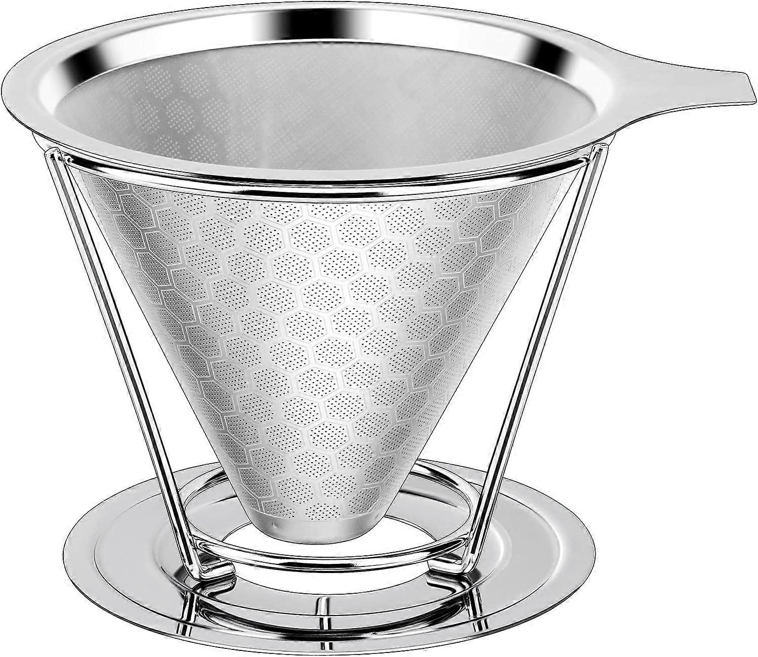 Coffee Flavor Enhancer, Pour Over Coffee Dripper With Double Layers Precision Filter, Stainless Steel Detachable Stand For Rich Flavorful Coffee