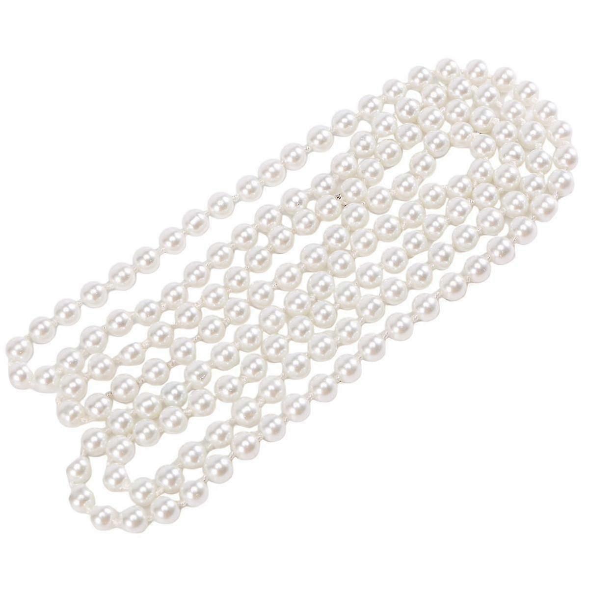 Lange Pulloverkette mit Kunstperlen in Weiß