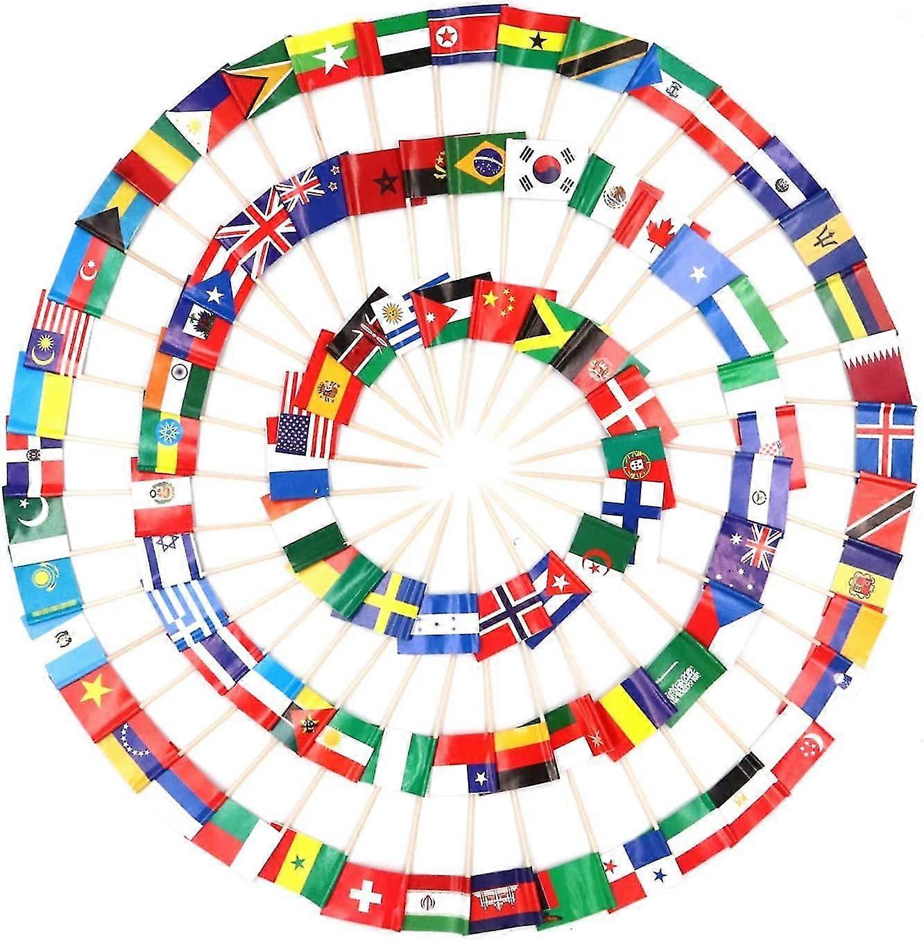 100pcs Assorted World Different Countries - Toothpick Flags For Decorations