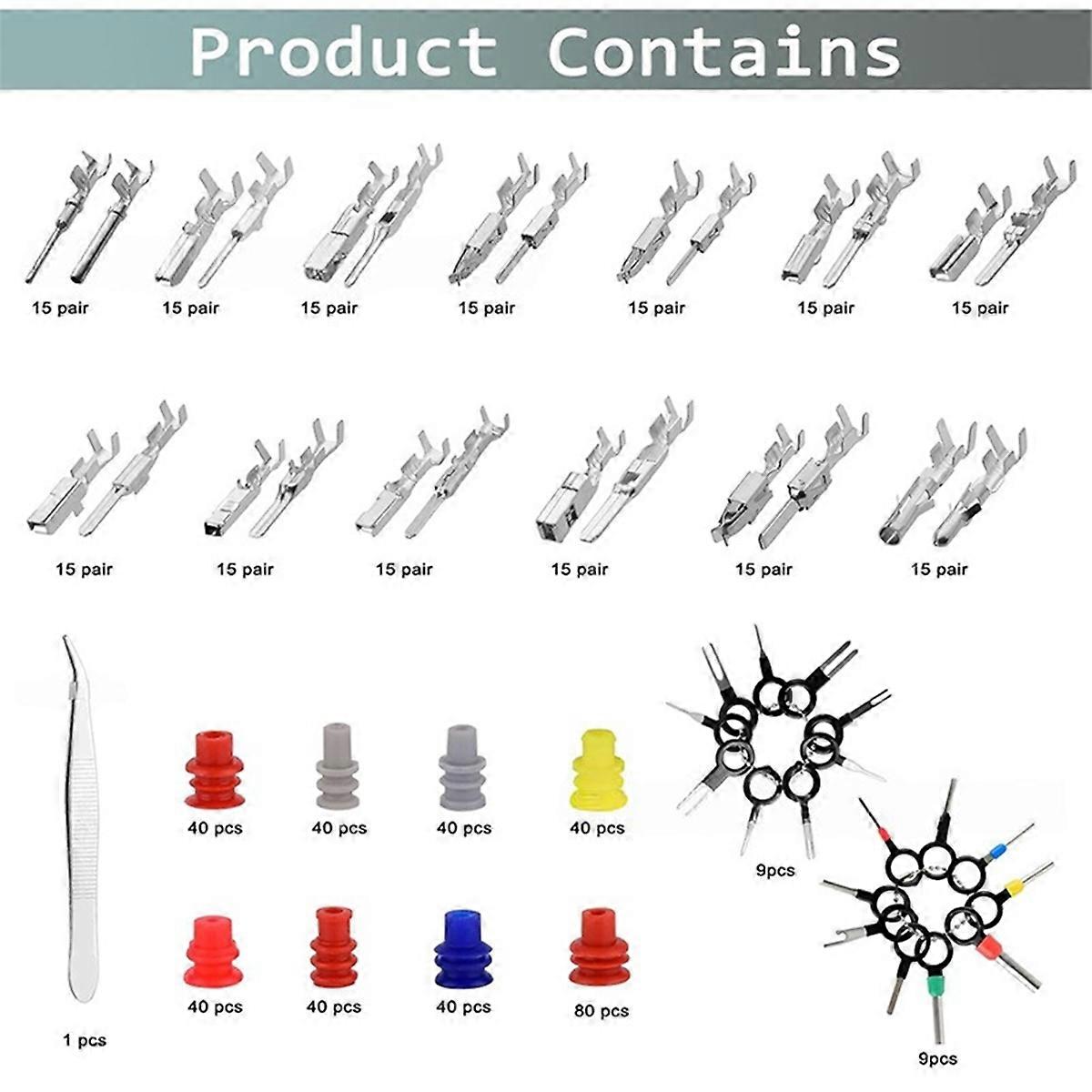 769PCS 26Type Pins Connector Kit,Car Electrical Wire Connector Pins Terminal 1-3.5mm Automotive Pin