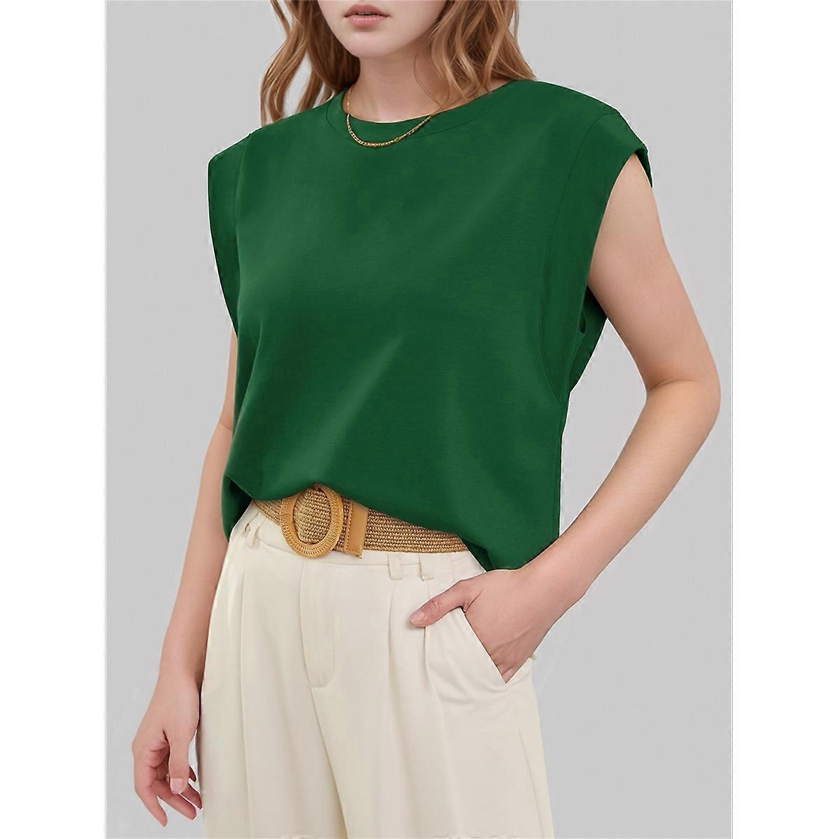 Femmes Été Casual Débardeur Vert Foncé M
