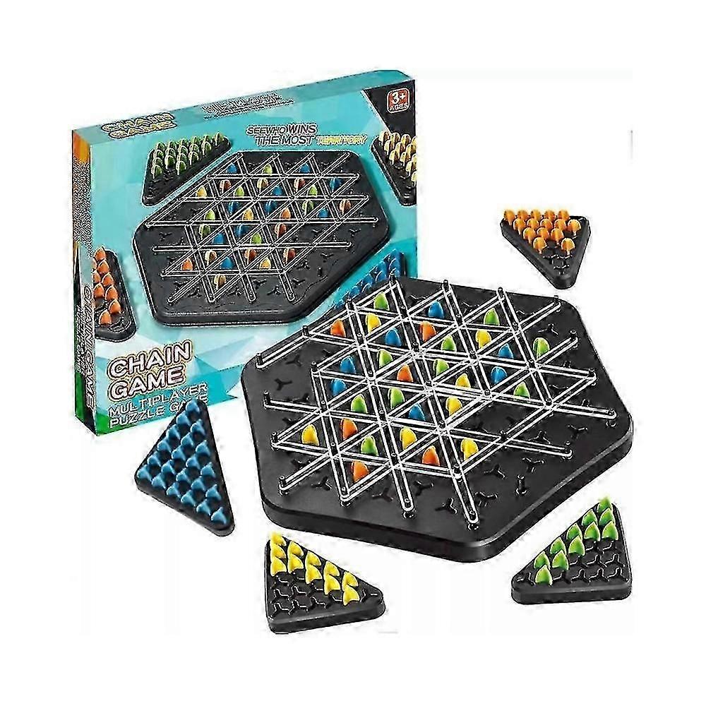 Funny Chain Triggle Game, Triggle Rubber Band Game, Triggle Board Game Chain Triangle Chess Game, Suitable for 2-4 Players