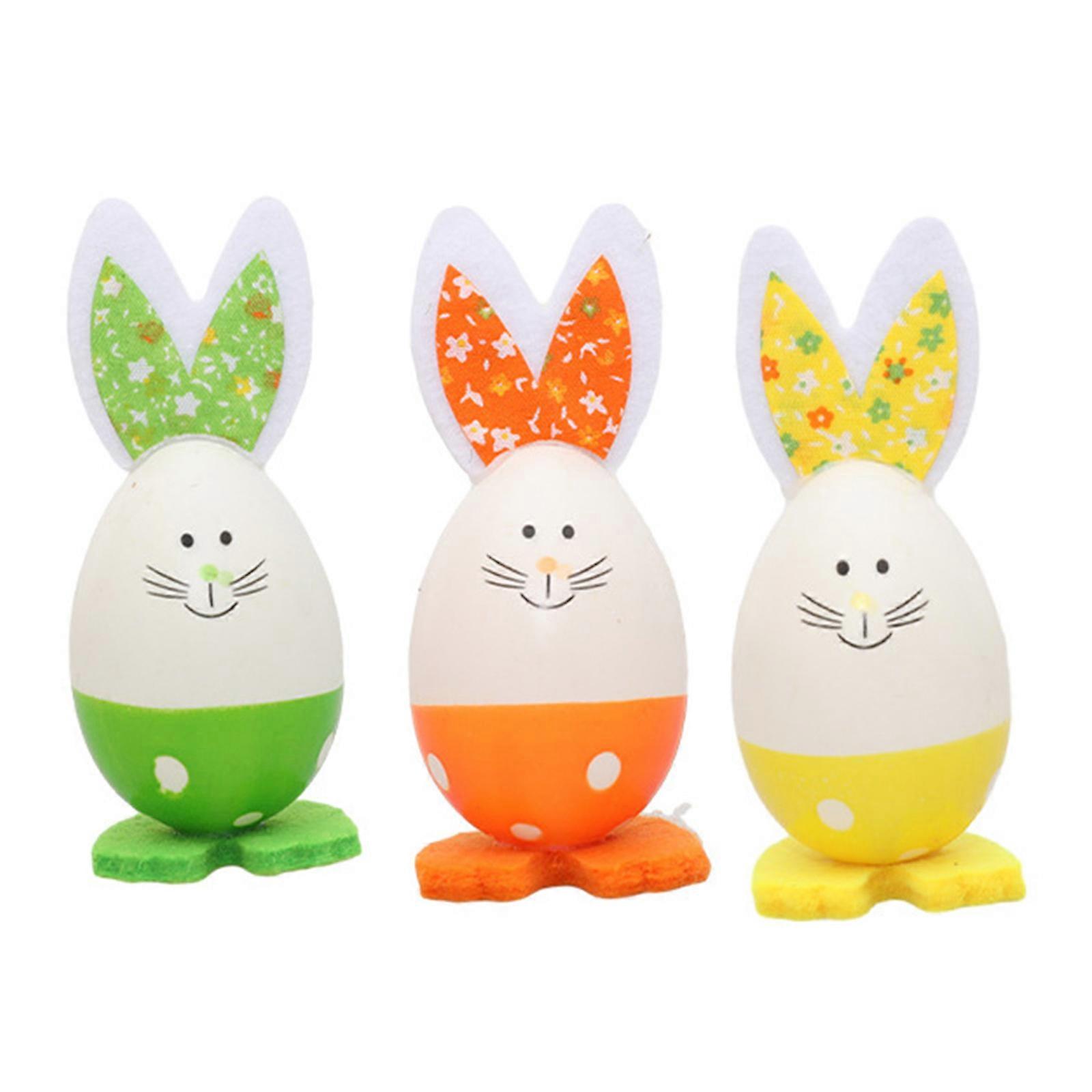 3pcs Easter Rabbit Eggs Decorations Colorful Rabbit Desktop Decorations Happy Easter Decorations Spring Party Holiday Craft
