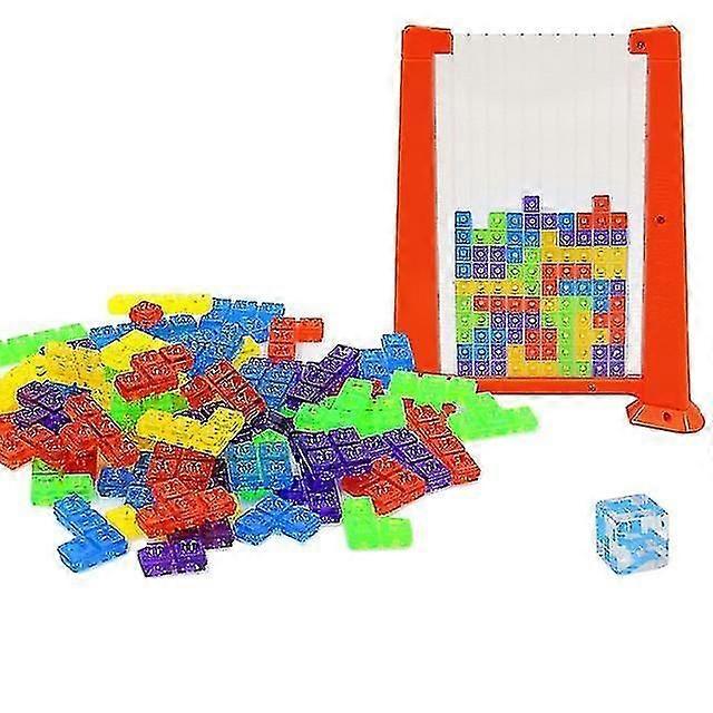 Colorful 3d Tetris Kids Intelligence Puzzle Building Blocks 2 In 1 Board Party Game 70 Pcs/set