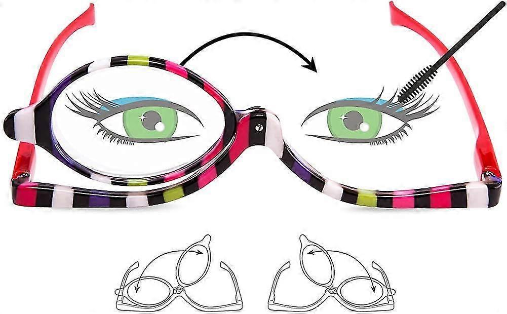 Readers 2 Pack Magnifying Makeup Glasses Eye Make Up Spectacles Flip Down Lens