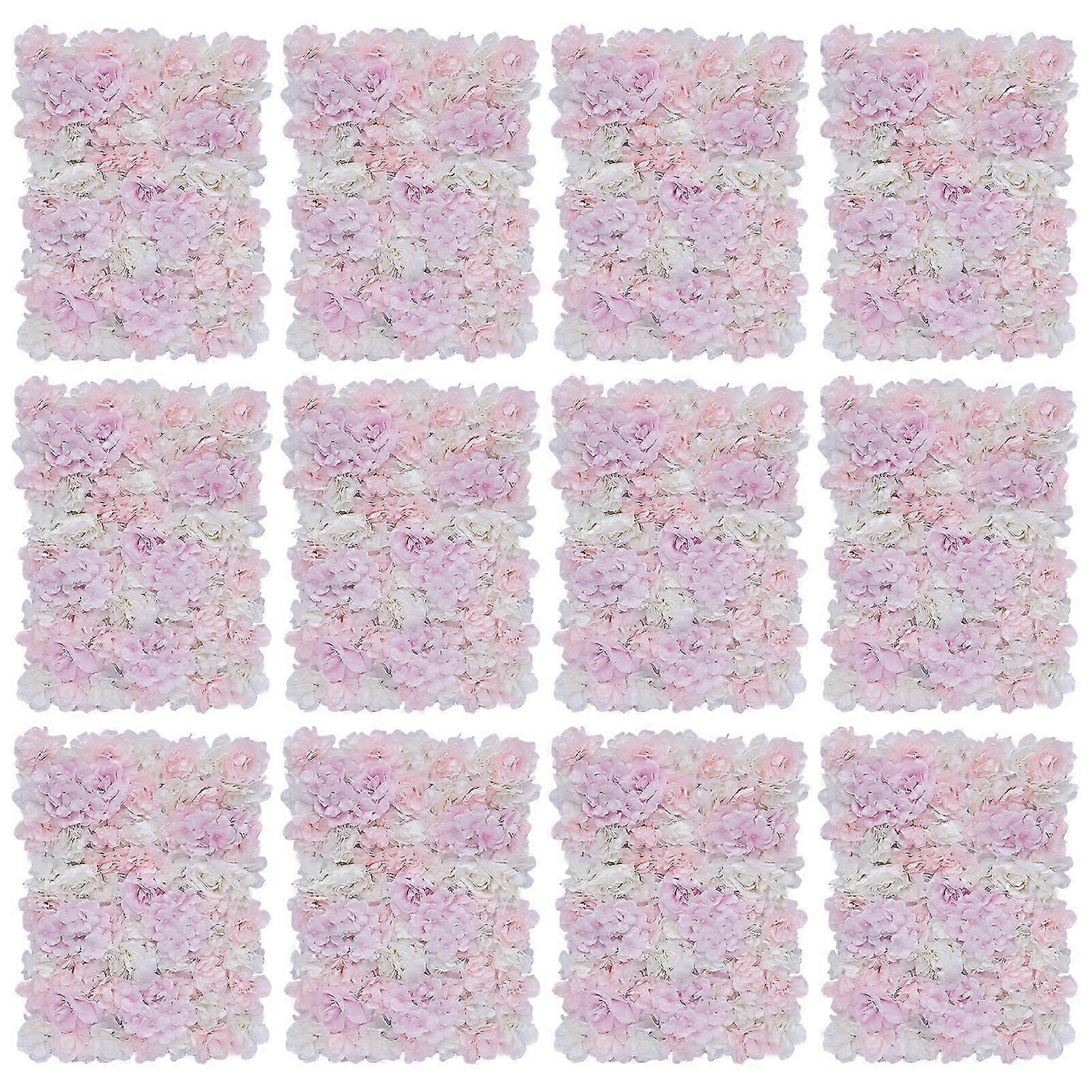 12Pc Artificial Hydrangea Rose Flower Wall Backdrop Panel