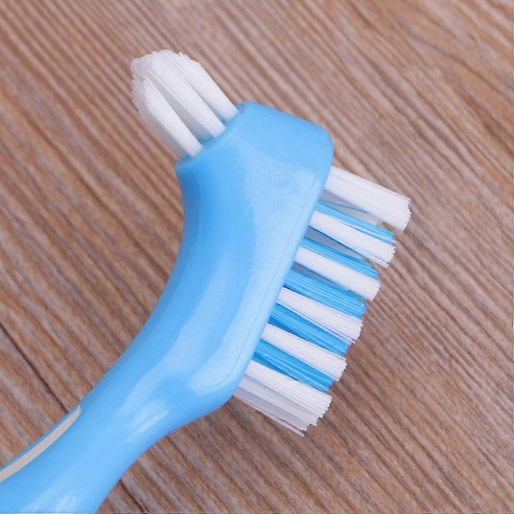 5Pcs Double Sided Denture Cleaning Brush 15x5x1cm Blue