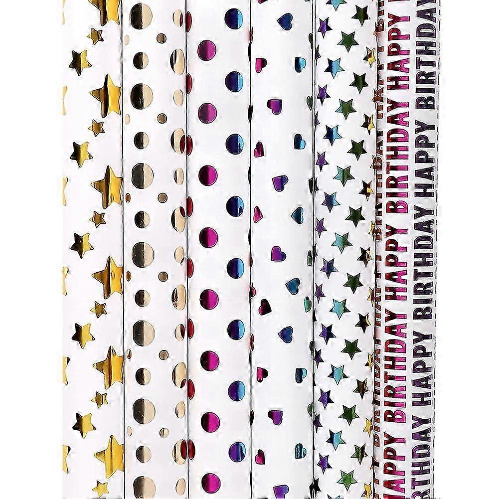6 Pcs Sheets, Multicolor Colorful Wrapping Paper for Women Men, Birthday or Christmas, 50CM x 70CM