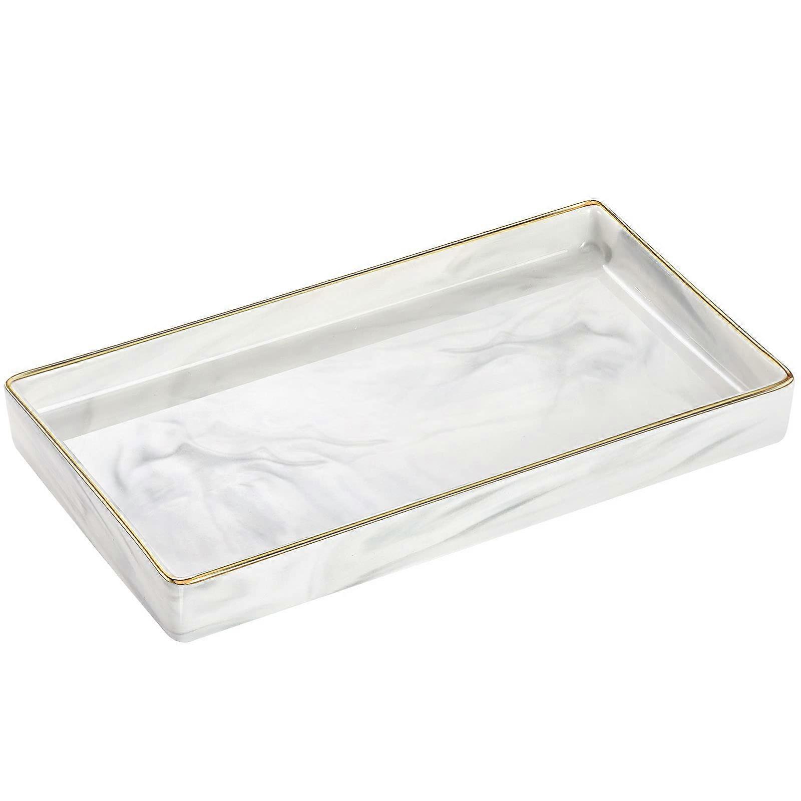 Marble Ceramic Bathroom Vanity Tray for Bathroom Counter Small Size