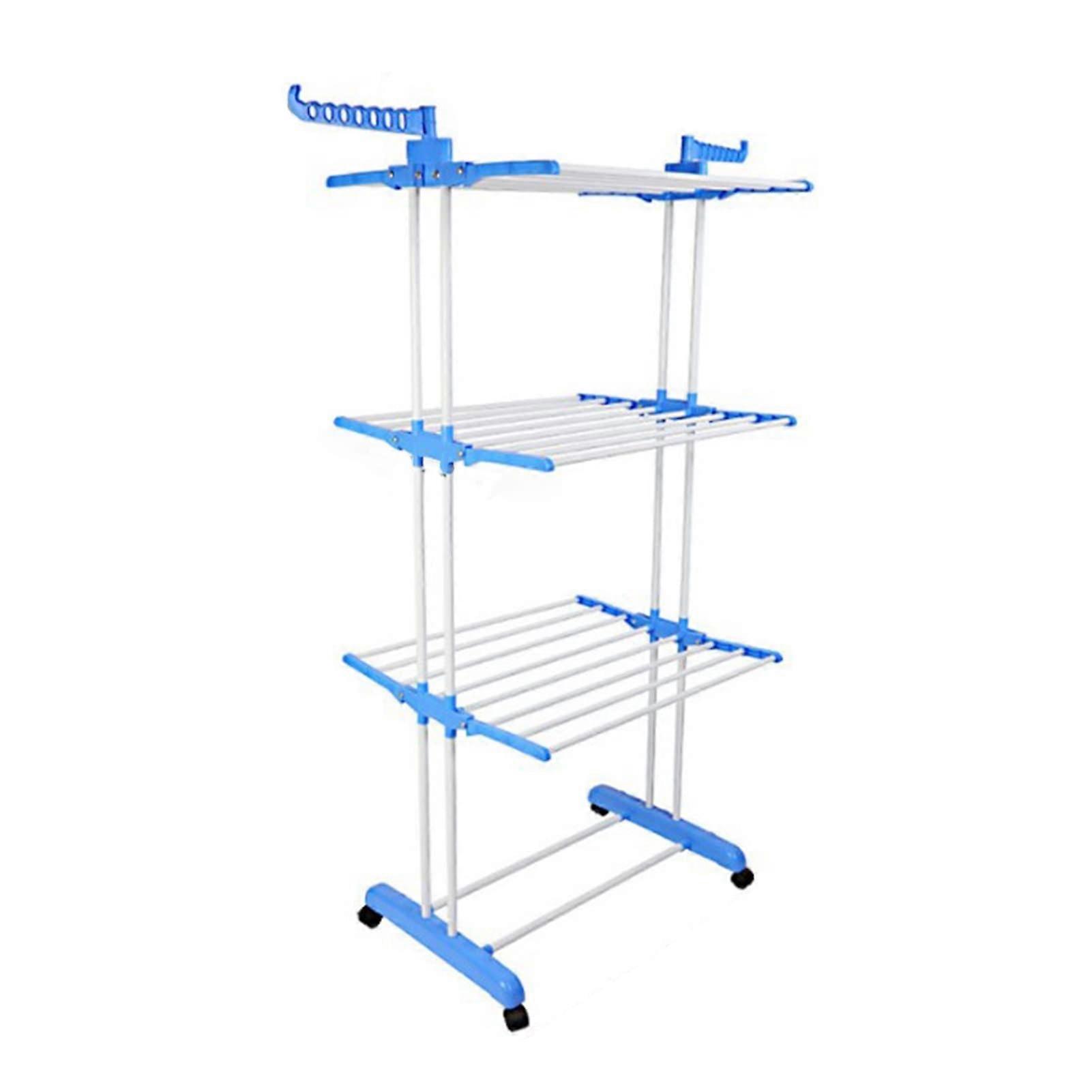 Foldable Rolling 3 Tier Clothes Drying Rack for Laundry Drying and Garment Storage