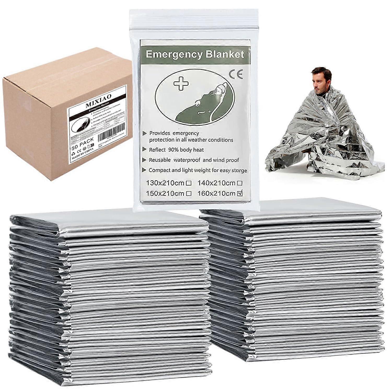 Emergency Foil Thermal Blanket (Pack of 50), 210 160 x cm (82' x 63') Emergency shelter