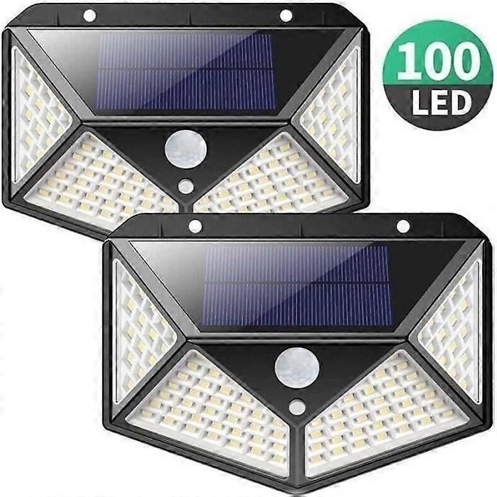 2 Pack 100 LED Outdoor Solar Lights Motion Sensor Wall Light