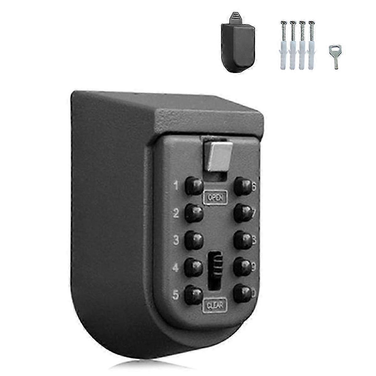 Wall Mounted Key Safe Box  Weatherproof 10Digit Combination Lock, AntiTheft Storage for Home & Outdoor Use