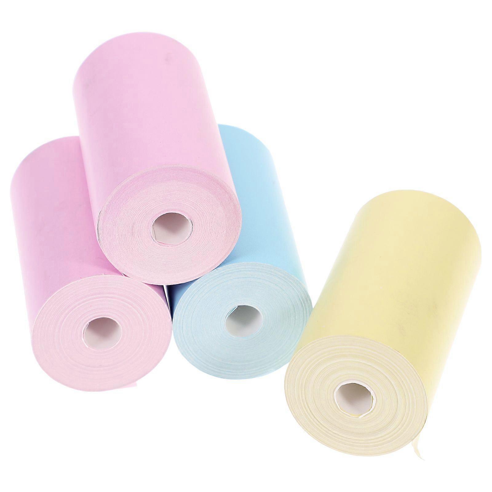 4PCS Printable Sticker Roll Colored Self-Adhesive Thermal Paper Printing Paper