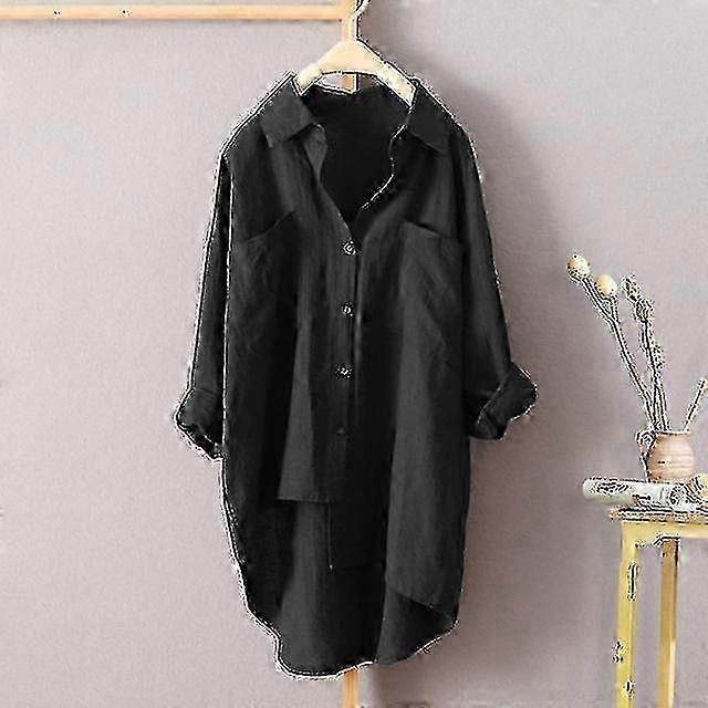 Dames Blouses, Linnen Los Oversized Overhemd f74