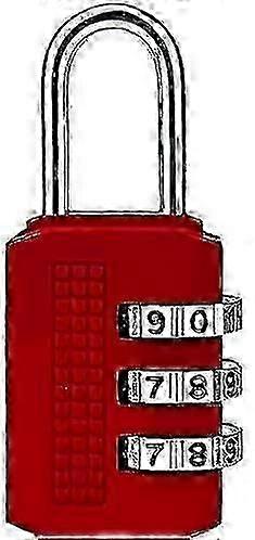 Keyless 3-digit combination padlock, red.