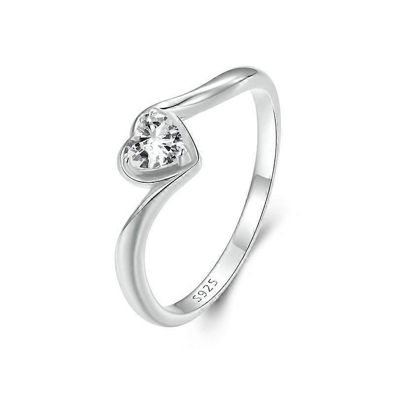 S925 Sterling Silver Platinum Plated Love Moissanite Ring