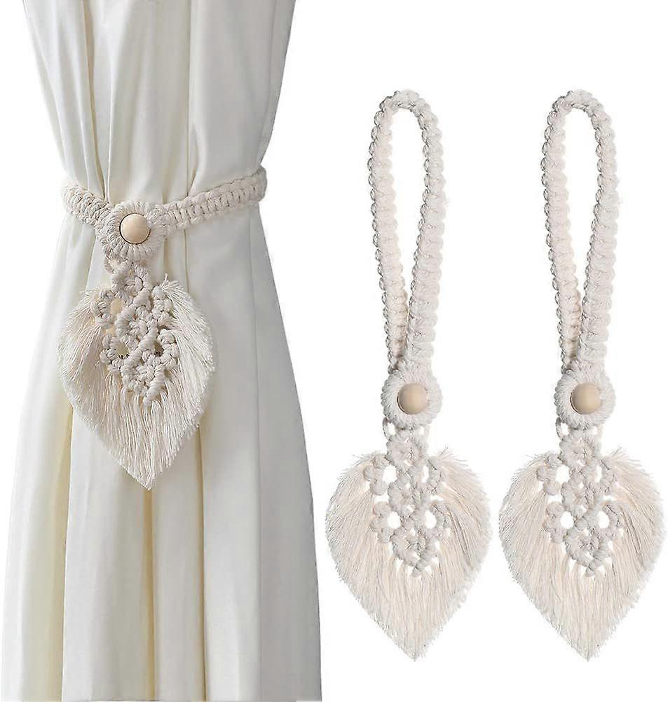 Bohemian Style Leaf Curtain Tiebacks - 2 stk for stue soverom bad (beige)