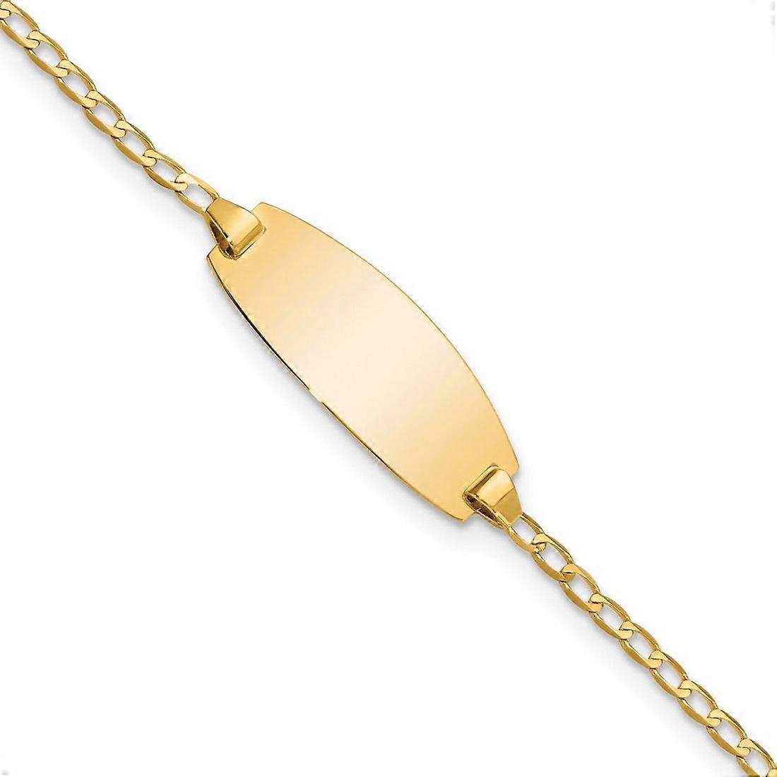 8.2mm 14k Solid Yellow Gold Oval ID Curb Bracelet Identification-Bracelet - Length: 5.5 to 7