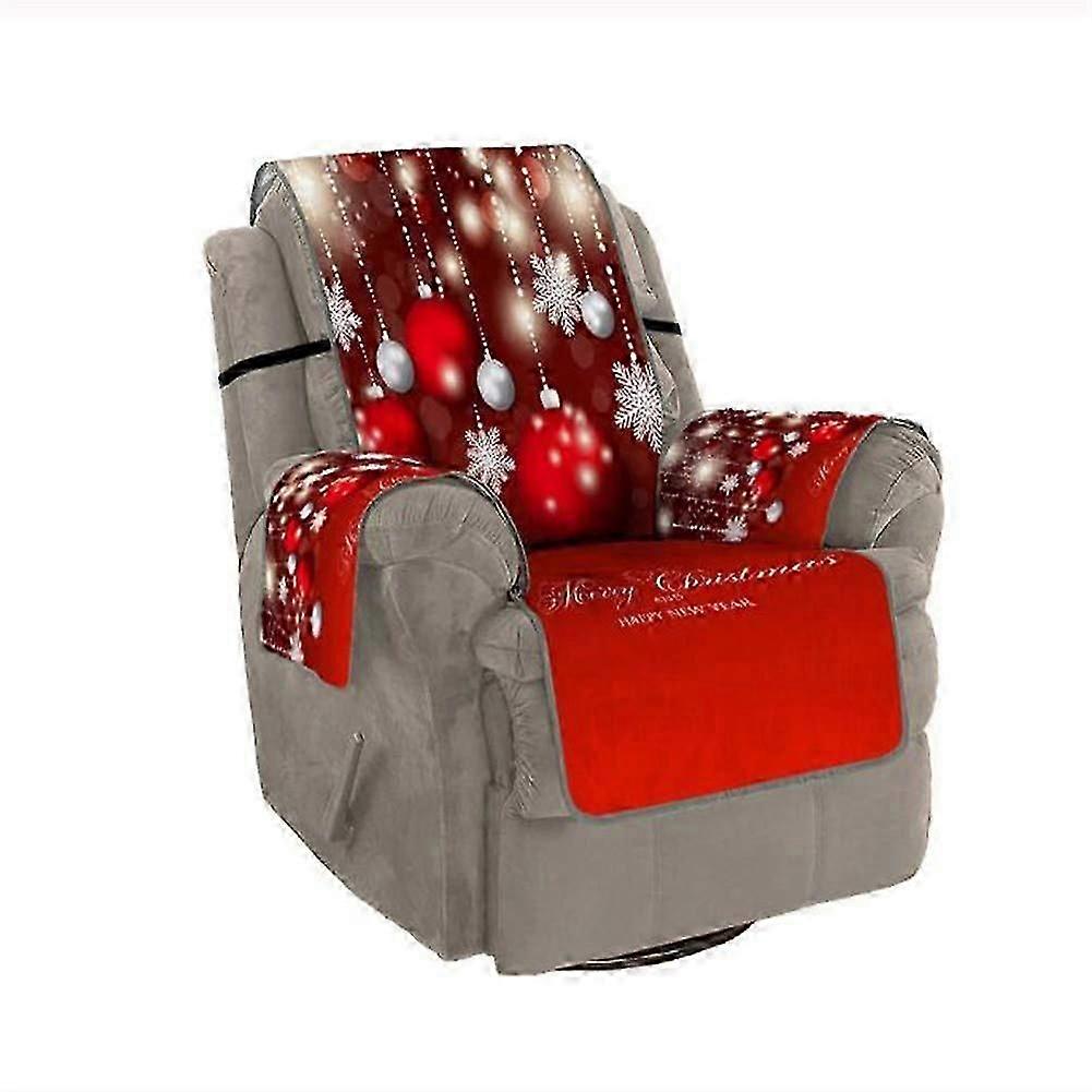 3D Christmas pattern sofa cover, sofa protector, home decoration, L-shaped slipcovers for 1 2 3 seater, red (for one person)