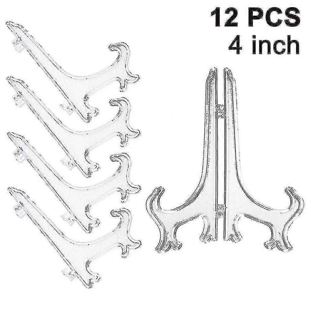 12 Pieces Plastic Easels Plate Racks, Folding Plates, Display Stands