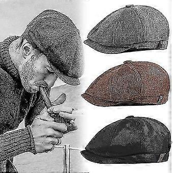 Vintage Men Beret Newsboy Hatte Classic Western Newsboy Caps Bomuld Blend Beret Hat Flat Brim Adjusta