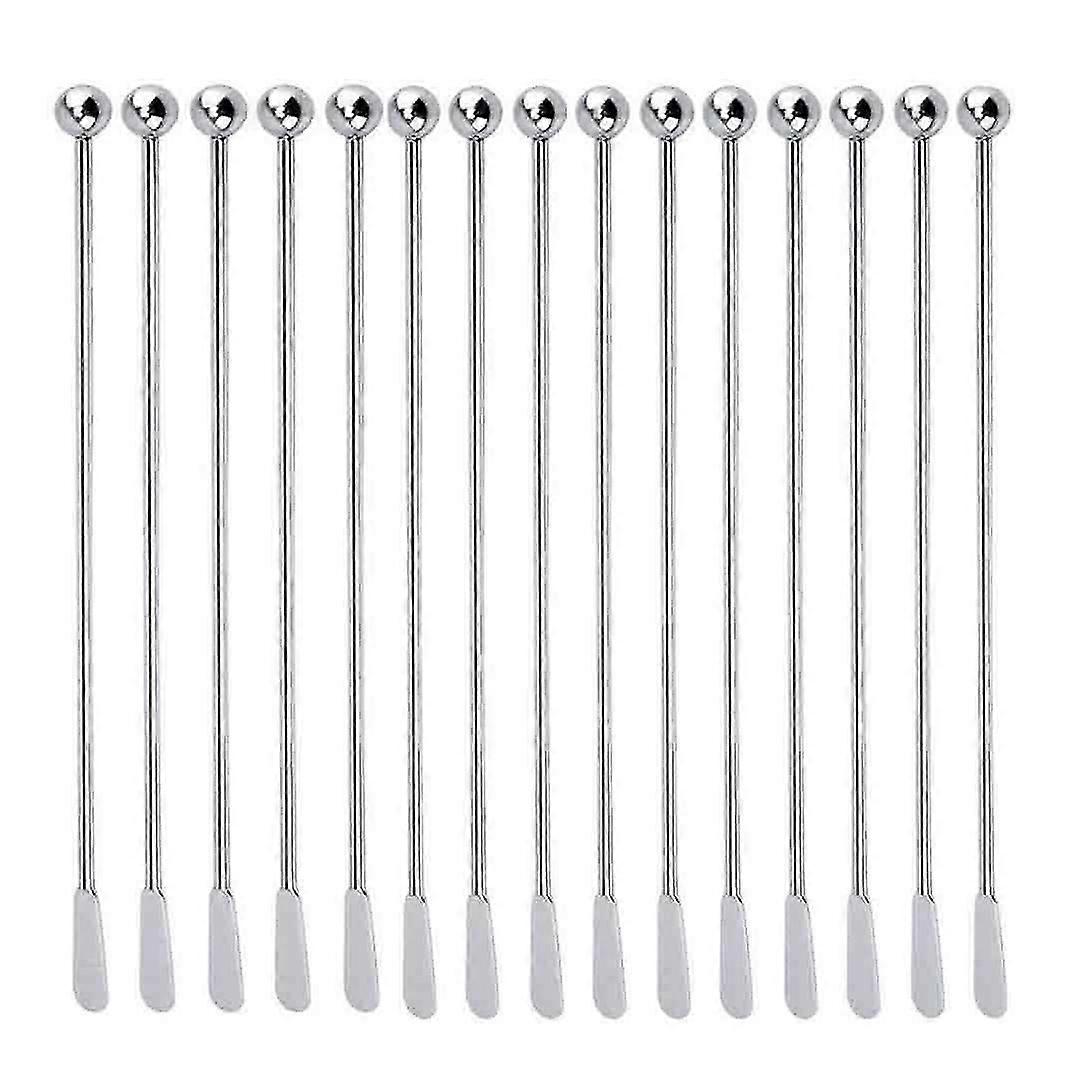 15 Pcs Reusable Swizzle Sticks Coffee Stirrers Beverage Stir Sticks Stainless Steel Cocktail Swizzle Sticks with Small Rectangular Paddles
