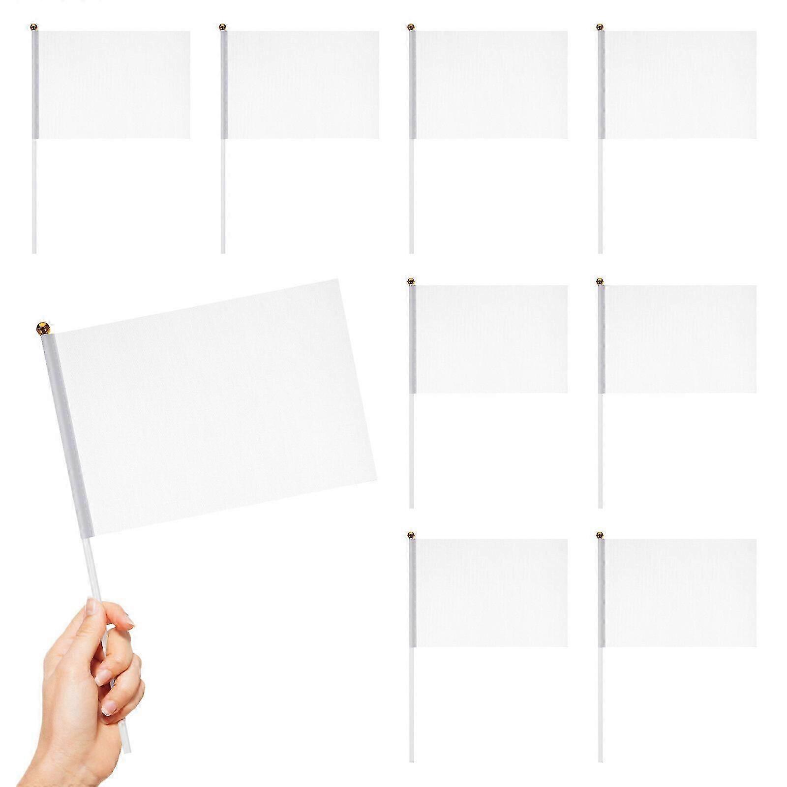 24pcs White Flags Hand Held Flags Hand Waving Referee Flags Yard Lawn Marking Flags (White) -HK603