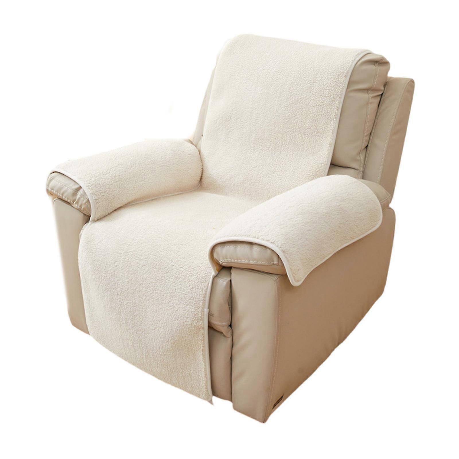 Plush Lambswool Armrest Protector Cover for Sofa Recliner Slip Resistant Yellow