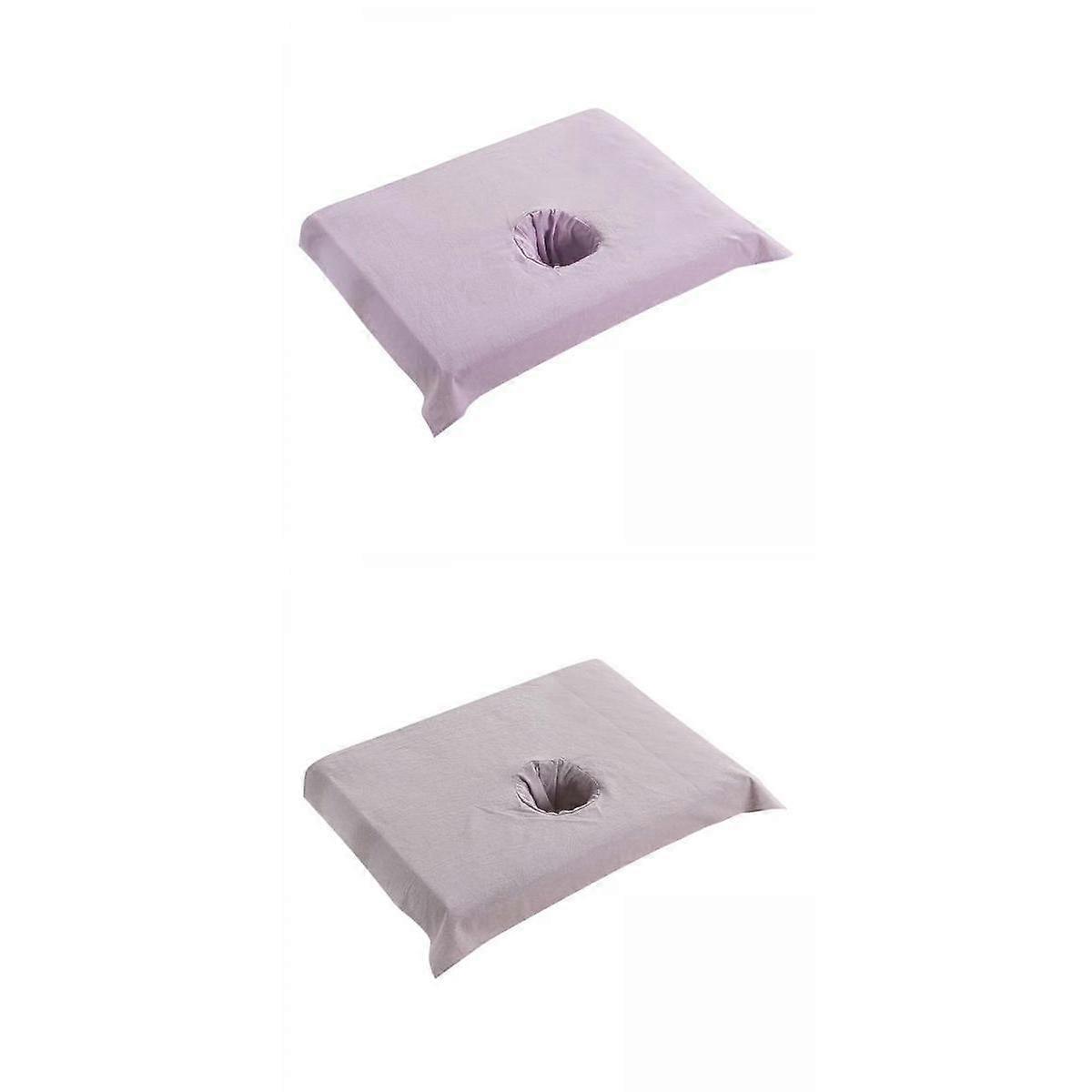 2pcs Soft Massage Table Sheet Hole Towel Snow Grey