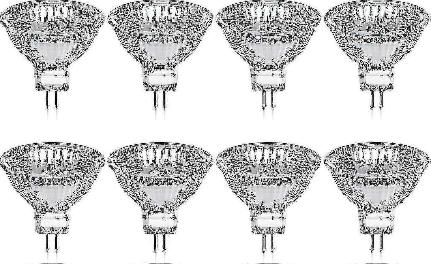 عبوة من 8 لمبات هالوجين Gu5.3 Mr16 35 واط 12 فولت قابل للتعتيم - أبيض دافئ 2800 كيلو ، 400 لومن ، غطاء زجاجي -xx