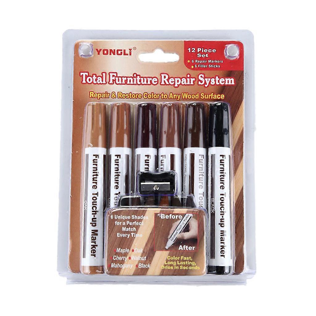 Furniture Markers for Touch Up Wood Filler Floor Scratch Rep Kit Markers & Wax Sticks with Sharpener Kit for Funiture