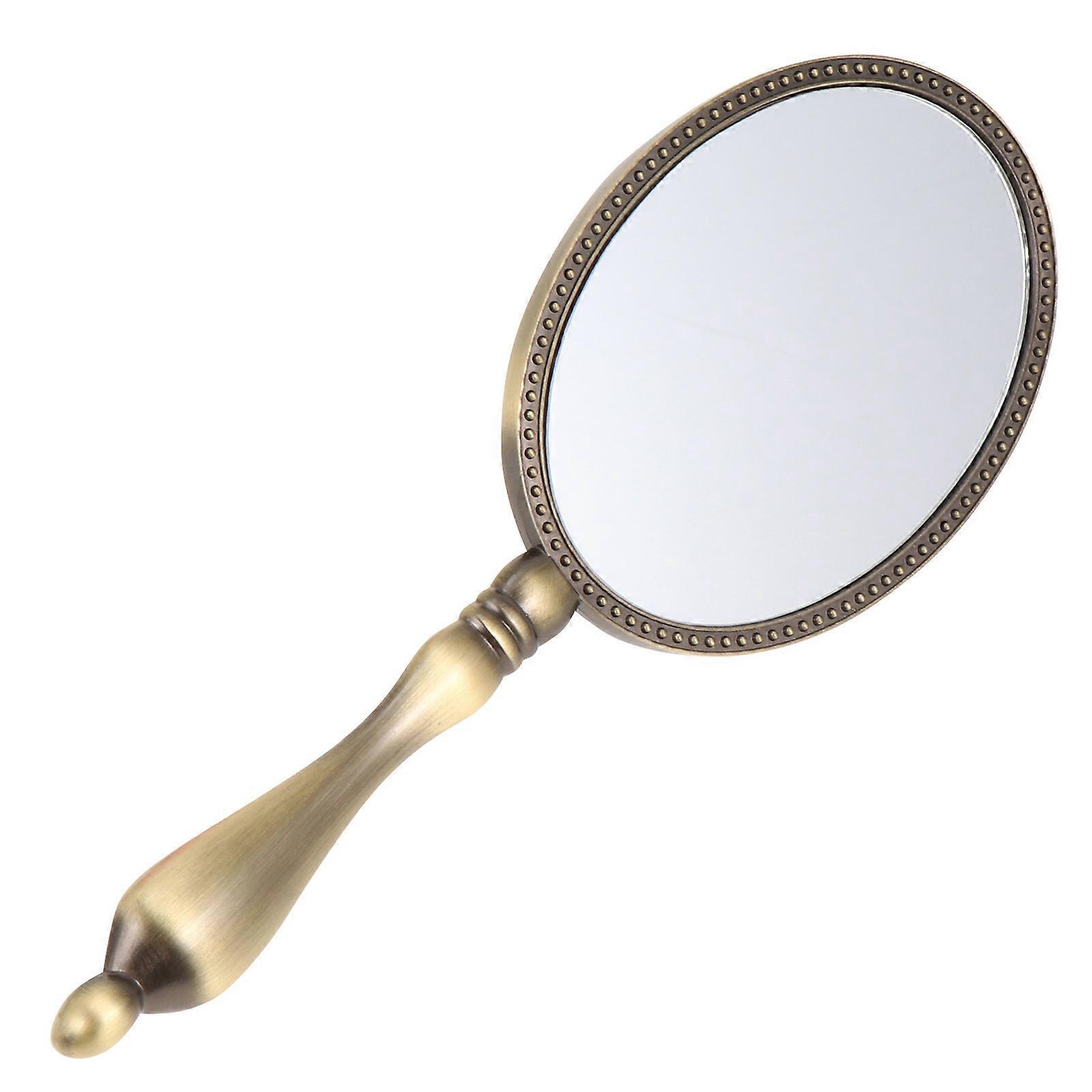 Compact Metal Makeup Mirror Retro Handheld Portable for Travel and Home