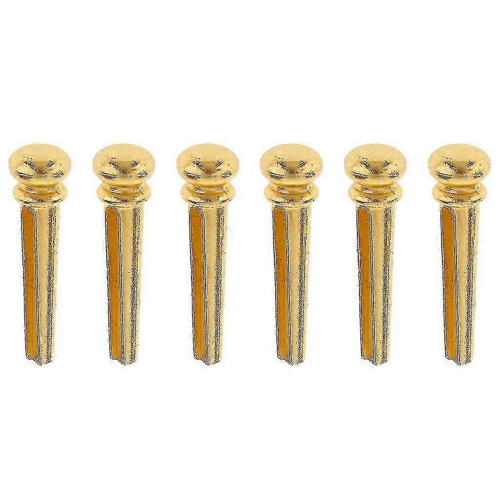 6pcs Metal Bridge Pins for Guitar Strings End Peg Block in Gold Finish