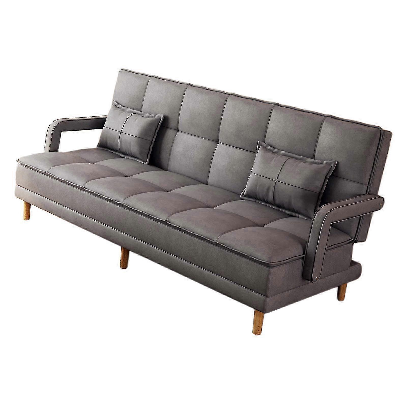 Portable Couch Bed with 2 Pillows for Guest Room, Office, or Apartment in Gray Color Suitable for Various Decor Styles