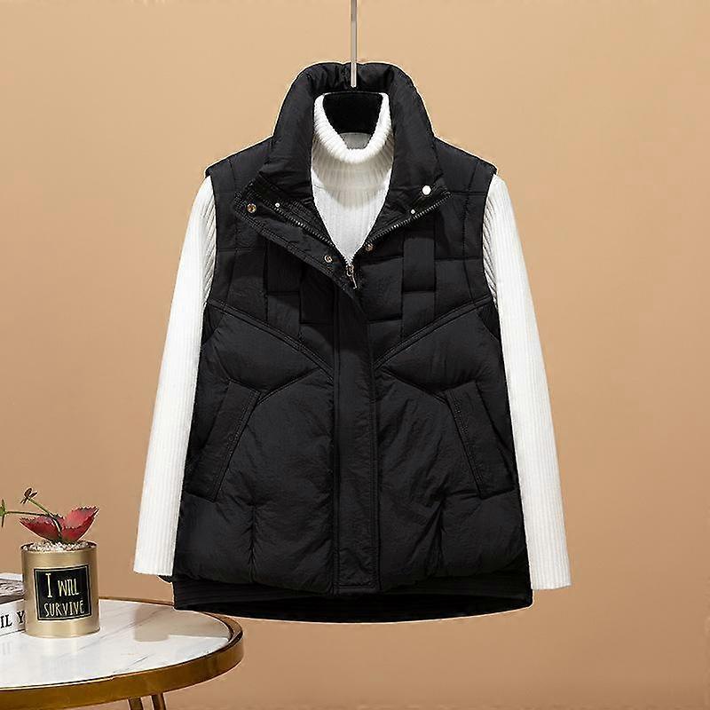 Plus Size Cotton Vest Women's Fall and Winter Loose Stand-up Collar Cotton Shoulders Sleeveless Jacket Fashion Waistcoat