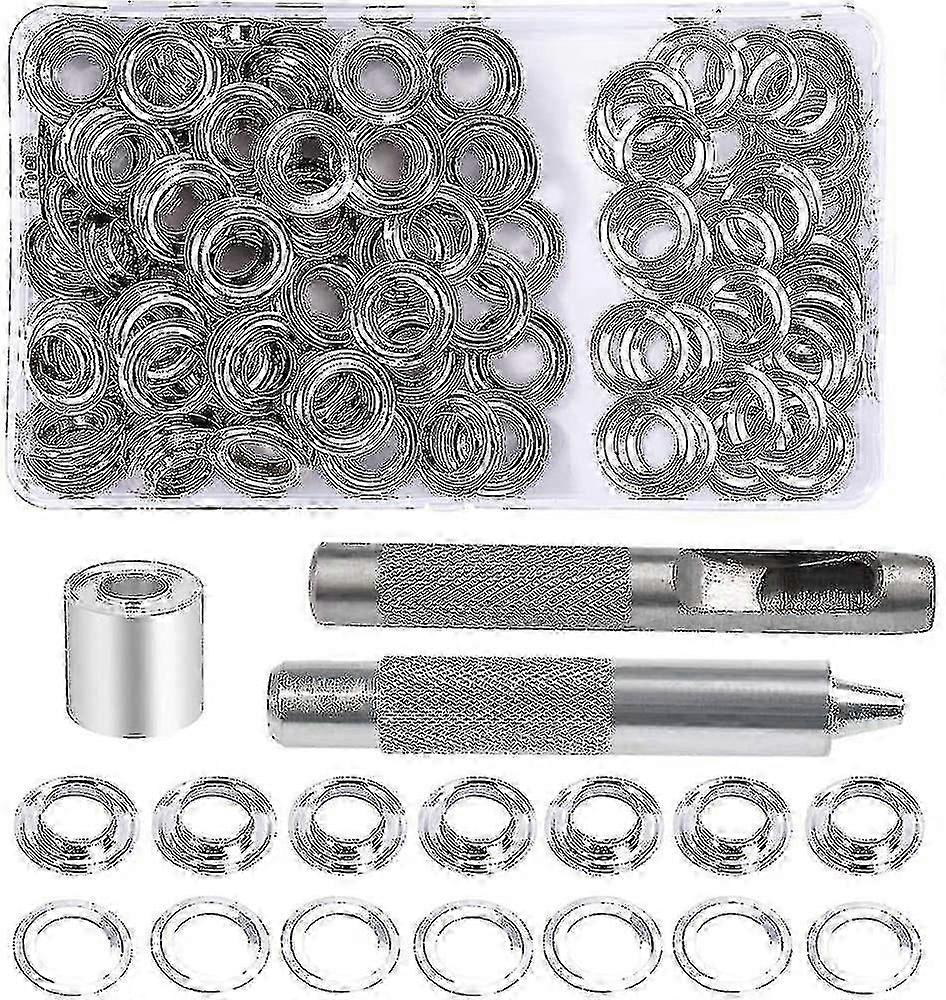 Kit d’oeillets 100 jeux 10mm avec 3 outils pour la réparation et l’installation de bâches, tissus, rideaux