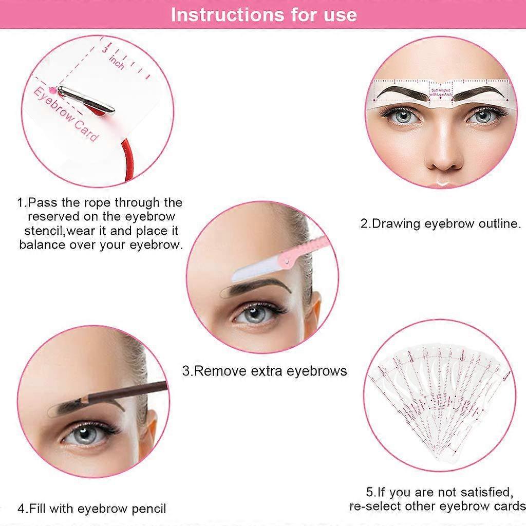 Reusable Eyebrow Shaper Kit Template with Head-Wear Strap and Eyebrow Razor for Women Eyebrow Stencils 12 Styles
