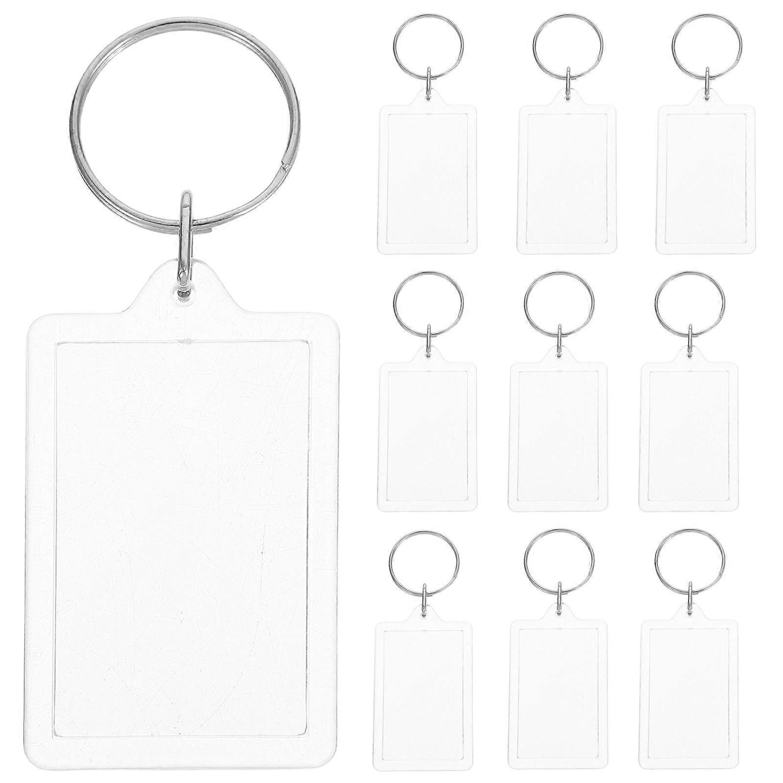 Clear Acrylic Photo Frame Key Rings – 16pcs Blank Picture Keychains for DIY Crafts, Lightweight & Durable Keychain Holders for Home & Office Use