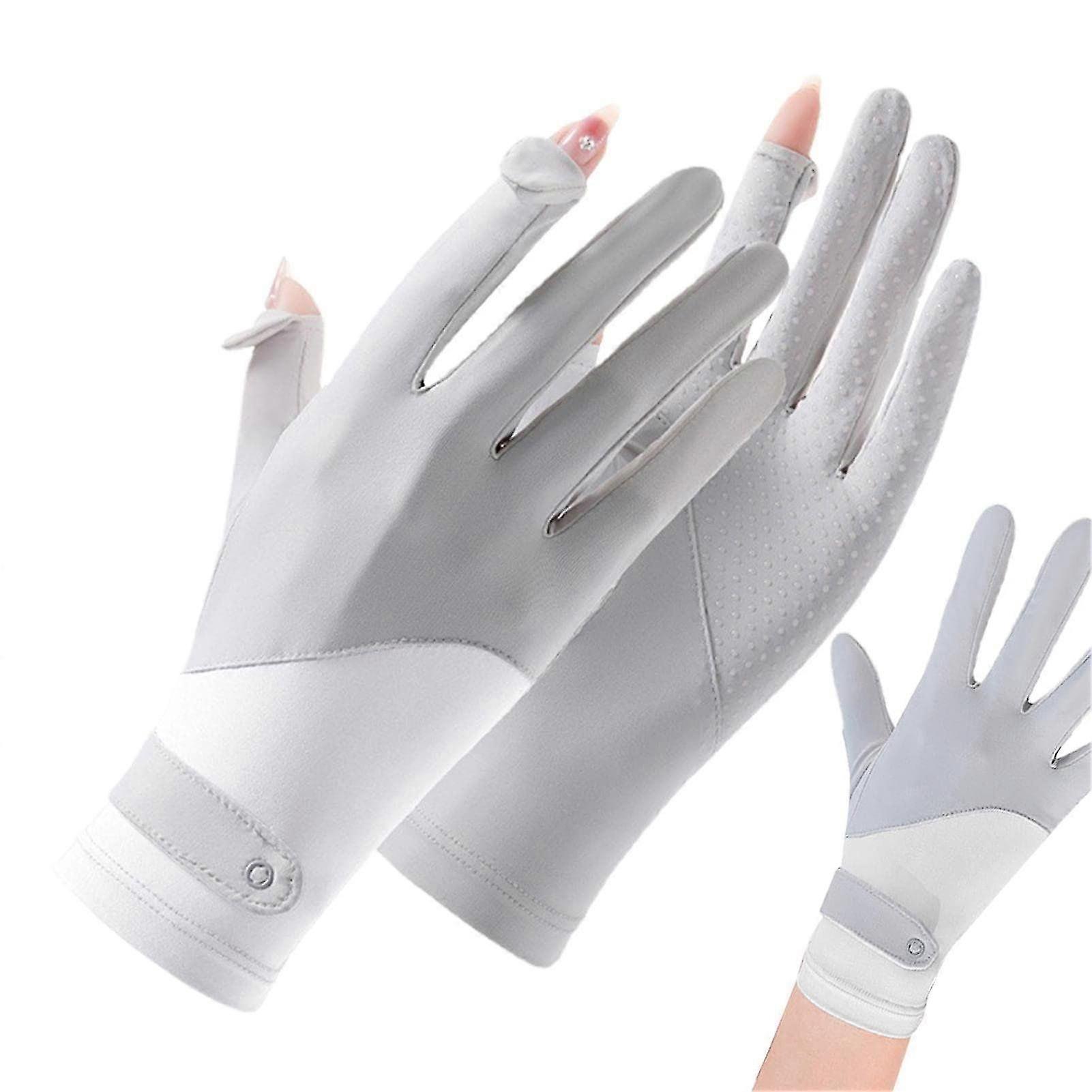Silk Gloves - Splicing Ice Silk Sun Protection GlovesGrey
